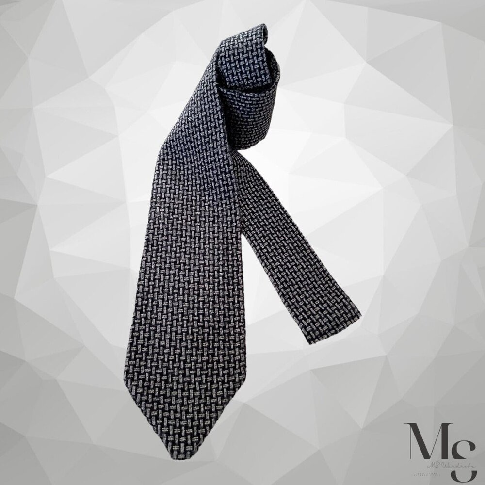 FRITTELLI & LOCKWOOD Gray Interlocking Rope Silk Blend Knit Tie USA W: 3" EX CD